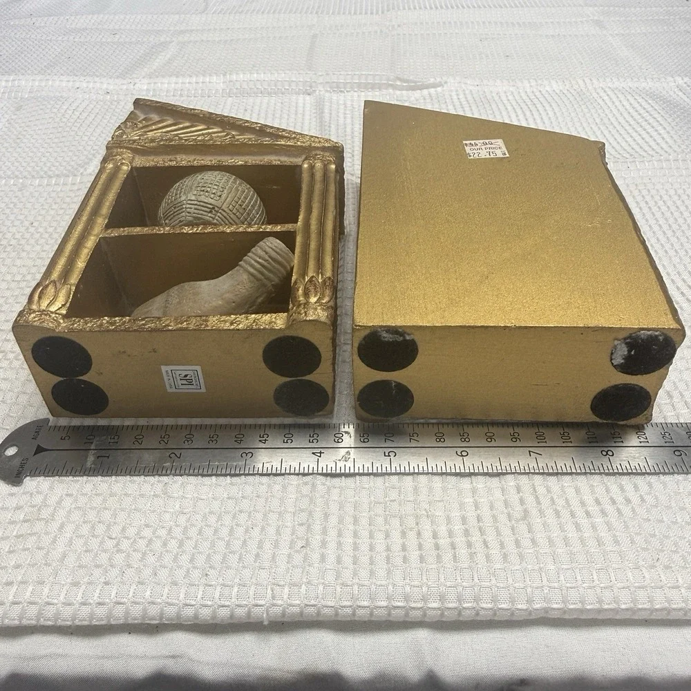 Vintage Gold Neoclassical Greek Temple Architecture Golf Club Ball Bookends Pair